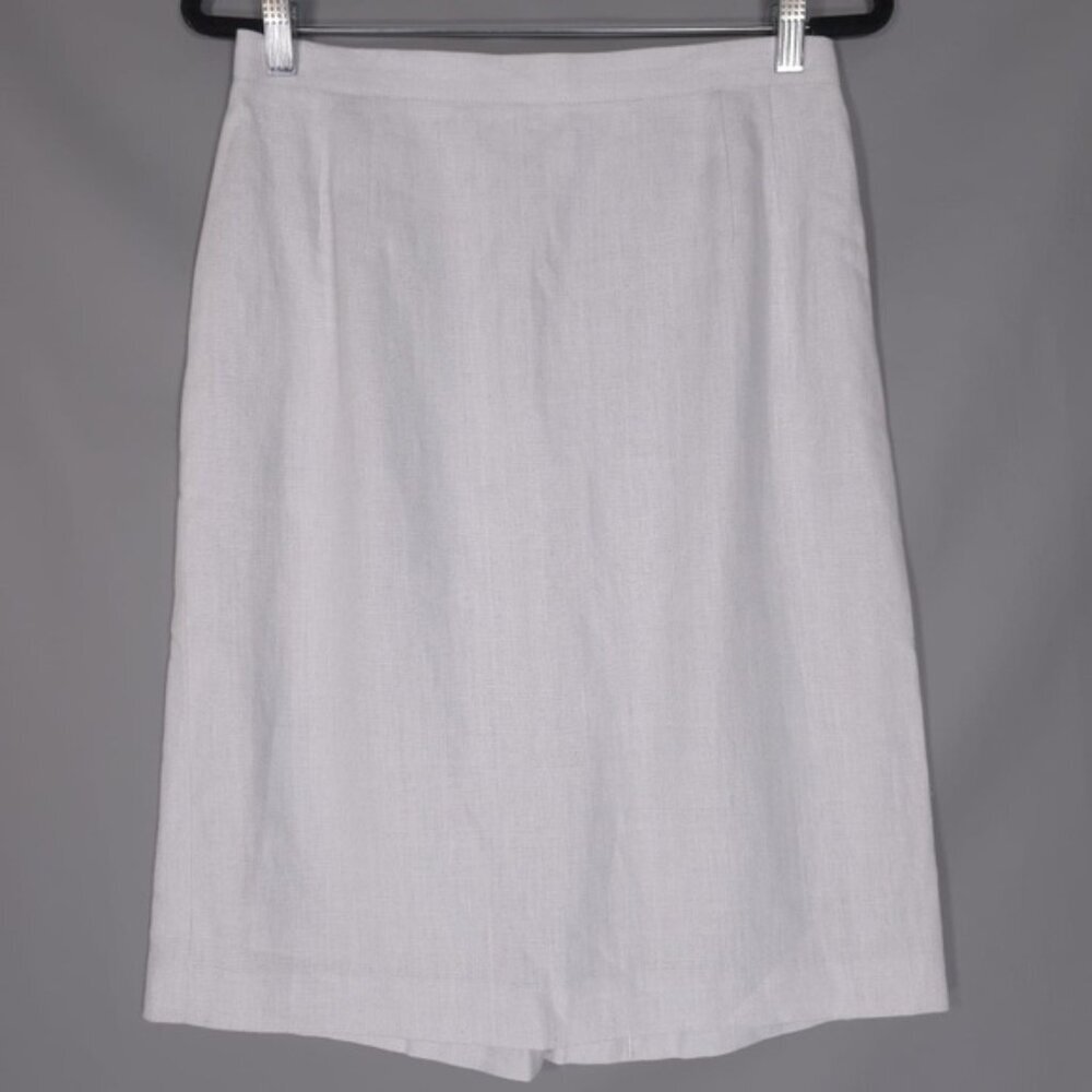 GIORGIO ARMANI LE COLLEZIONI 100% LINEN ITALY MADE Women Midi‎ Skirt VTG Size 10